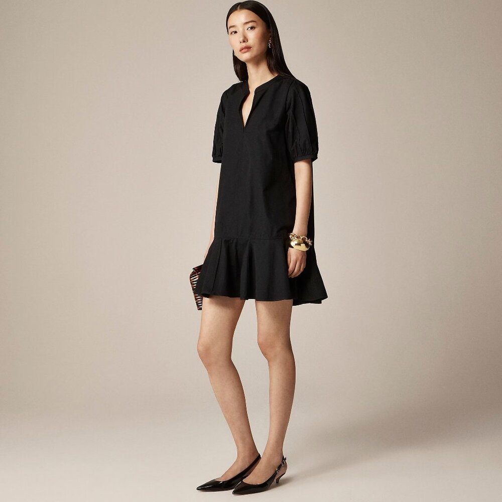 J. Crew Delilah Dress in Cotton Poplin Black